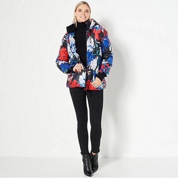 NWOT Floral Puffer Zip Up Jacket Size Large - Picture 4 of 5